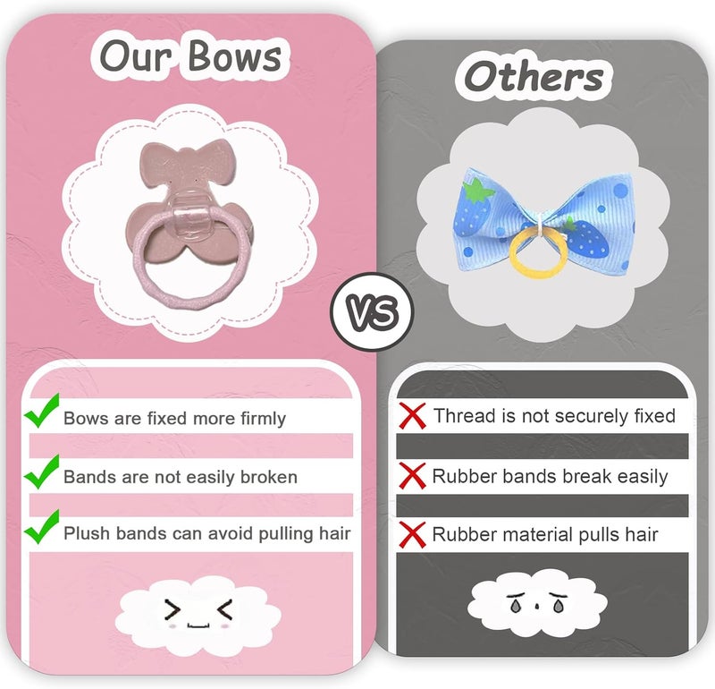 FGISAR 20 Pcs Light Pink Small Dog Hair Bows with Rubber Bands Puppy Bows for Ears Cute Grooming Flower Bowknot Strawberries Topknot Dog Hair Accessories for Small Dogs Girl Hair Ties for Yorkie Shih tzu - Image 5